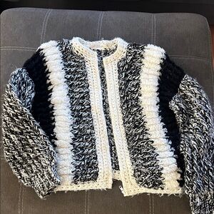Chunky Knit Black and White Cardigan